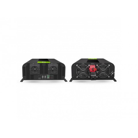 Įtampos keitiklis 12V → 220V 2000/4000W Sinus su USB QC 3.0 Green Cell